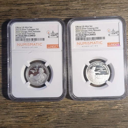 2021-S NGC PF70 Washington Silver Quarter Proof Set Crossing & Tuskegee PR70