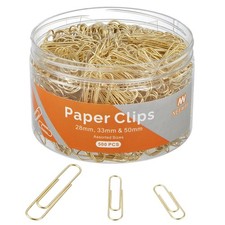 Gold Paper Clips Assorted Sizes Small Medium and Large Office Supply 500pc