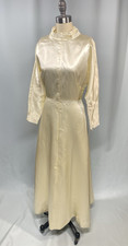Vintage Wedding Dress SIZE EXTRA SMALL Ivory 20s 30s 40s satin high neck modest