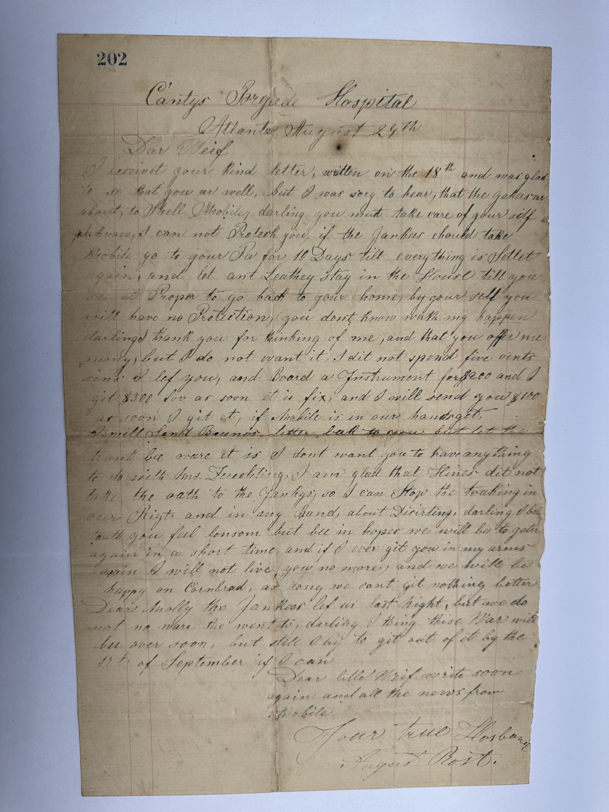 9 Civil War Confederate Letters August Rost Musician 17th Alabama to Wife