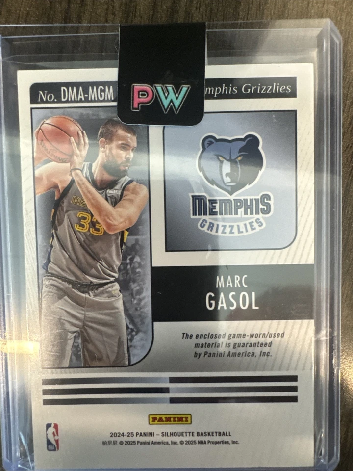 2024-25 Panini Silhouette Marc Gasol Doble Material Juego Usado DMA-MGM Foto 3 de 3