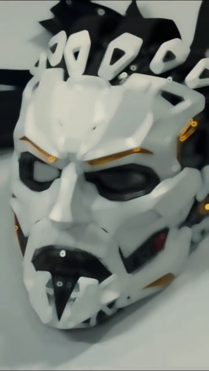 Cyberpunk Oni Mask Sci-Fi Mecha Samurai Half-Face Helmet Cosplay