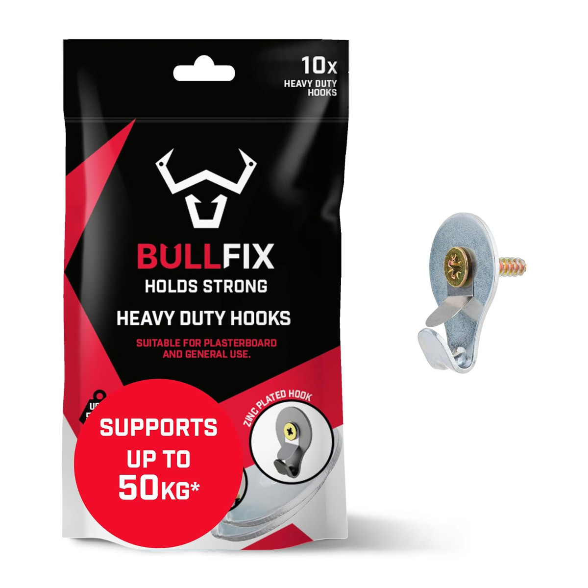 Hook, Heavy Duty Picture Hooks, Wall Hooks For Hanging Picture Frames Or Canvas Onto Masonry Walls, Timber & Plasterboard, Works Universal - Image 3
