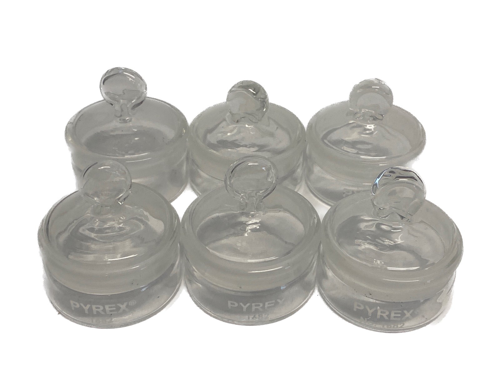 (6) PYREX KIMAX Glass 35mL Low Form Weighing Bottle & 50/12 Stopper 1682 15165