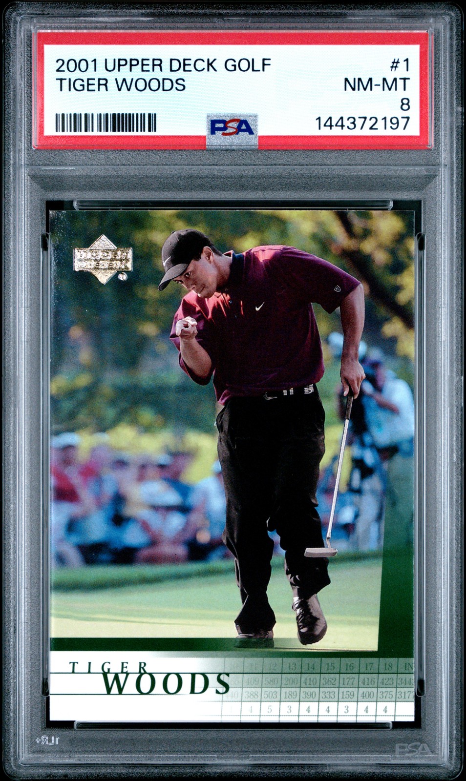 2001 UD GOLF #1 TIGER WOODS ROOKIE RC PSA 8