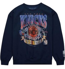 Men's New York Knicks Mitchell  Ness Easy Cool Long Sleeve Crew Sweatshirt NWT
