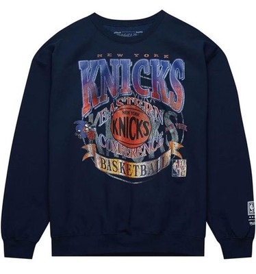 Men's New York Knicks Mitchell & Ness Easy Cool Long Sleeve Crew Sweatshirt NWT