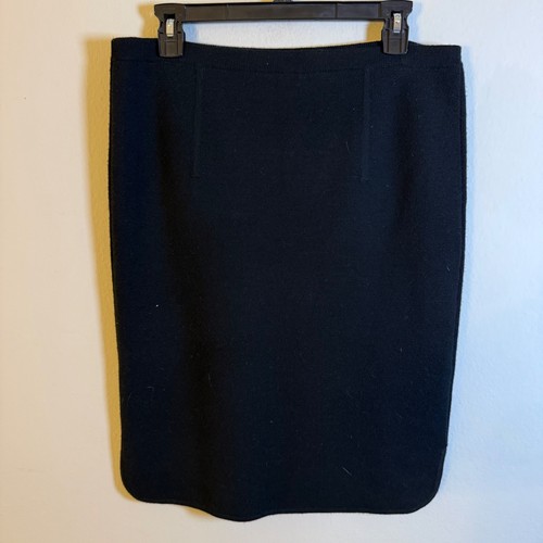 Eileen Fisher schwarz 100 % Merinowolle Strick Bleistiftrock kleines italienisches Garn - Bild 2 von 7