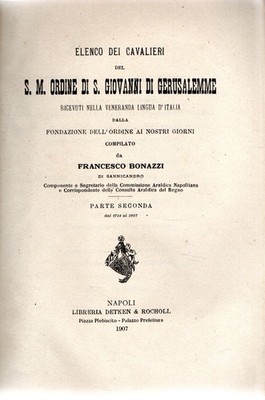Bonazzi, F.. Liste der Ritter des Heiligen Johannesordens von Jerusalem