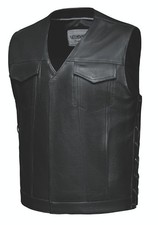 Men's Side Lace Leather Vest Conceal Carry Pockets - 2645.zip