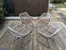 Set 4 Sedie poltrona in vimini per giardino interno e sterno