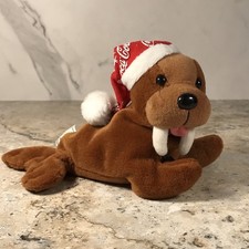VINTAGE COCA COLA CHRISTMAS WALRUS BEAN BAG PLUSH W/ORIGINAL TAG CIRCA 1998