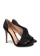 Gianvito Rossi Black Glitter Demi Heel