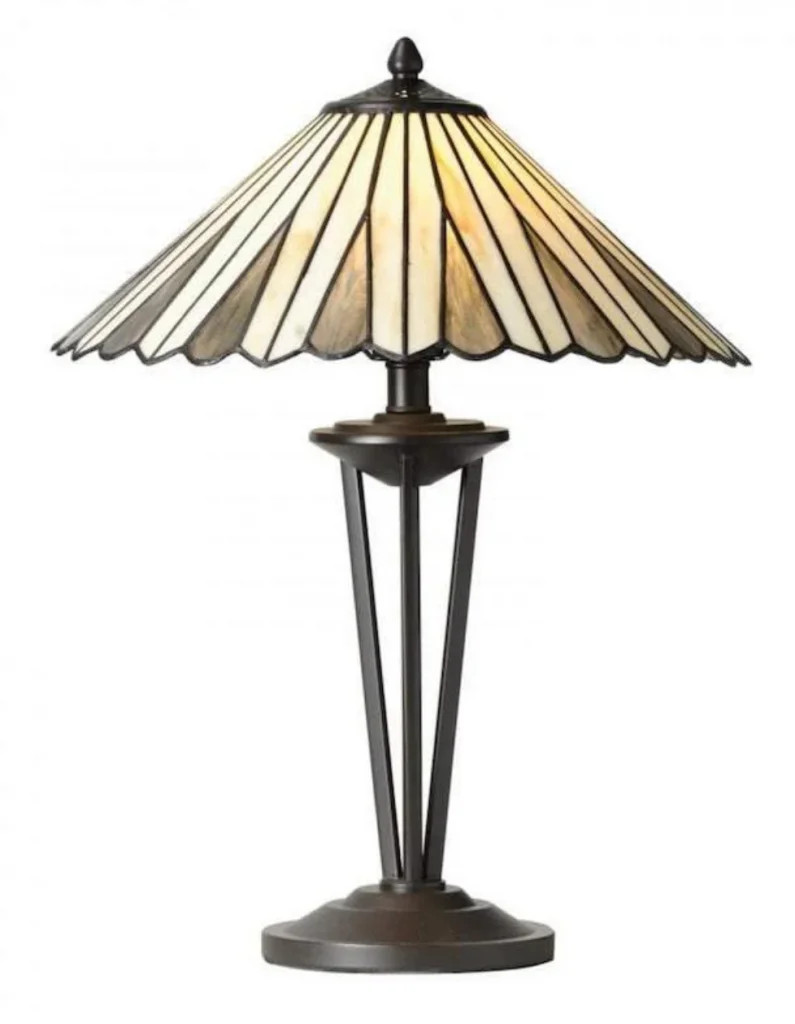 Tiffany Table Light Floor Antique Regan Cream 400mm Oaks Lighting OT 1623/16 TL