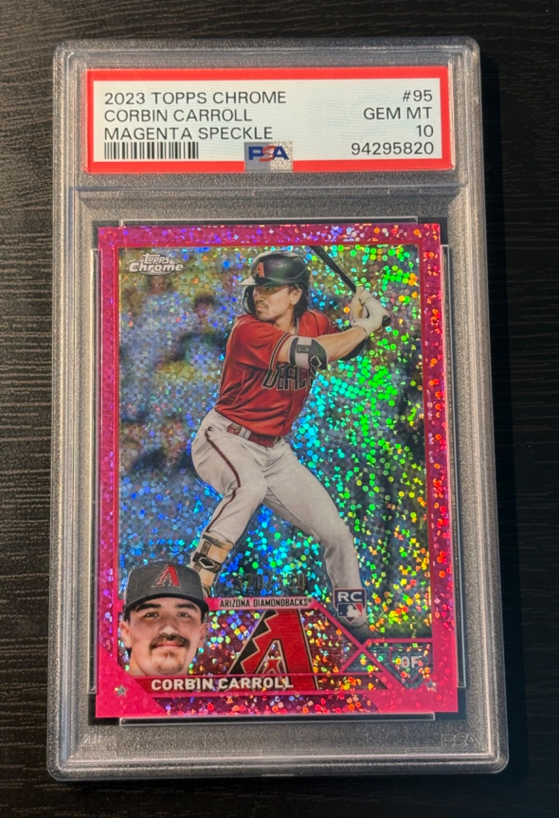 2023 Topps Chrome - Corbin Carroll #95 Magenta Speckle Refractor /350 RC -PSA 10