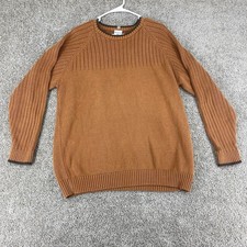 Columbia Sportswear Mens XL Brown Cable Knit Ribbed Fishermans Sweater Cotton