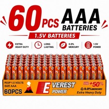 60PCS AAA Carbon Zinc Batteries 1.5V Extra Heavy Duty Long Lasting