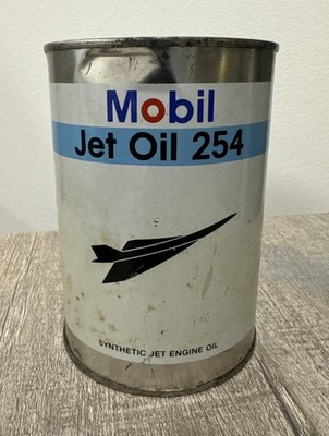 Mobil Jet Oil 254 Synthetic Jet Engine Oil Empty Can Oil Gas Advertising Vintage