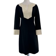 Michael Kors Collection Virgin Wool Black Dress Size 6 Knee Long Sleeve Italy