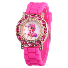 Kids  Quartz Watch Cartoon Unicorn Pink Silicone Waterproof Gift for Girls