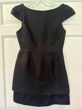 Halston Heritage Size 2 Black Cocktail Dress Cutout Back Cap Sleeve