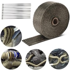 2 X 50ft Titanium Exhaust Heat Wrap Header Manifold Tape Kit W10 Steel Ties