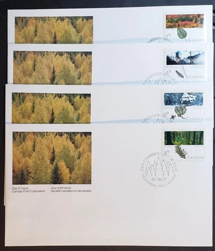 Stamps Canada FDC's: #1283-86 39c Majestic Forests of Canada set of 4 FDC's VF