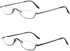 Half Frame Reading Glasses, Half Metal Moon Readers for Women Men 2 Pairs 2.00
