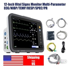 12-Inch Patient Vital Signs Monitor Multi-Parameter ECG/NIBP/TEMP/RESP/SPO2/PR