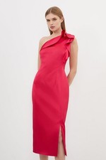 Karen Millen Bodycon Midi Dress UK10 in Red RRP £199