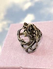 Vintage Art Nouveau LADY FACE Cameo Sterling Silver Marcasite 925 Ring 4.5