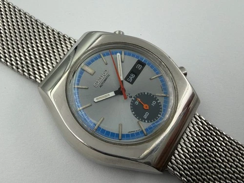 Vintage SEIKO 6139-8028 Chronograph Automatic Strainless Steel Silver Dial 40 mm