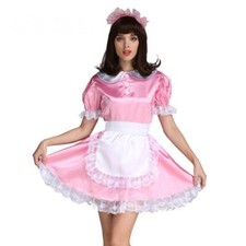 Sissy  Pink Satin lockable dress cosplay costume CD/TV Tailor-made