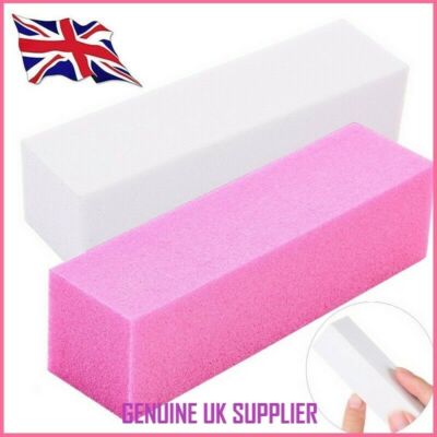 PUFFER BLOCK ACRYL NAIL ART POLIEREN SCHLEIFEN BLOCK FEILE WEISS & ROSA UK LIEFERANT
