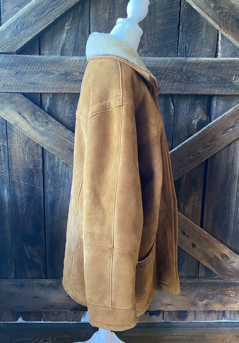 Manteau D'hiver FRIITALA Vert En Cuir Et Shearling - Taille 14 US (10), Finlande