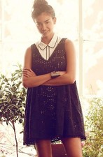 NWT Anthropologie Eyelet Swing Dress Size Medium Black/Nude Z252-13