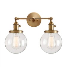 PERMO Double Sconce Vintage Industrial Antique 2-Lights Wall Sconces with Dua...