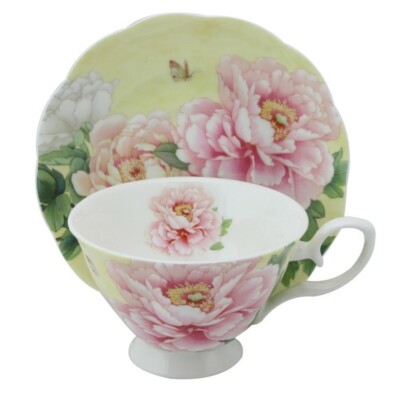 The Luxury Bone China Empire Peony Tea/coffee Cup/Saucer Set of 4