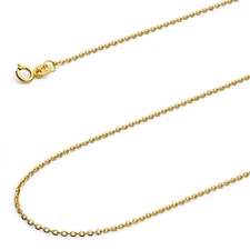 Wellingsale 14k Yellow Gold Solid 1.2mm Classic Rolo Chain Necklace