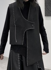 Ladies Black Urban  Street Chic Edgy Vtg Vibes  Layering Chic Waistcoat Top 10
