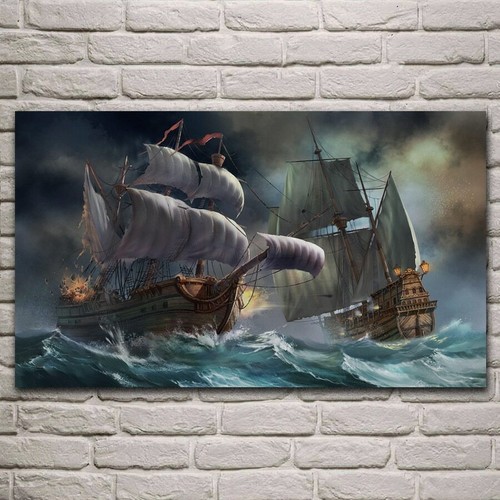 Tableau bateau voilier en mer, peinture de mer abstraite paysage marin