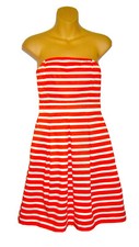 Gap Strapless Dress Orange White Stripe Cotton Fit N Flare Above Knee Size 0