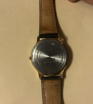 Vintage Movado Watch Gold Tone 87-D1-844 With Black Leather  display picture 1