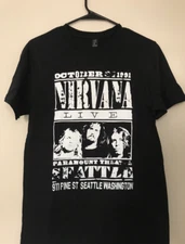 NIrvana Live In Seattle Graphic Black T-Shirt (SM-XL)