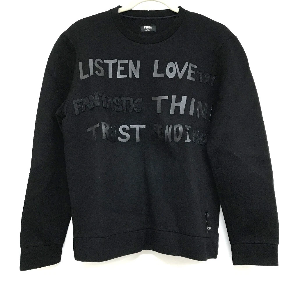 FENDI FY0812 Felpa logo gomma abbigliamento top da ginnastica rayon nero