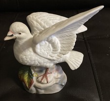 Royal Crown Bisque Porcelain White Dove Bird Ceramic Figurine Spread Wings VTG