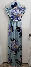 Show Me Your Mumu Heather Halter Dress High Neck Size XS Blue Floral Satin