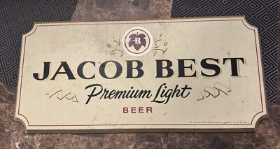 Vintage JACOB BEST PREMIUM LIGHT BEER WOOD WOODEN SIGN Pabst Brewing Wisconsin