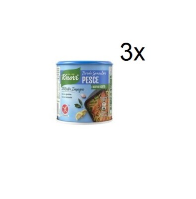 3x Knorr Brodo Granulare Nuova Ricetta Pesce Granulierte Brühe Fisch 150 Gr