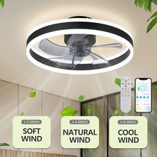 6 Speed Large LED Ceiling Fan with LED Light Bedroom  Adjustable Wind + Remote
